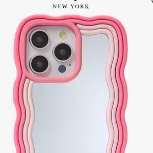 Kate Spade Pink and White Wavy Phone Rainbow Mirrored Case